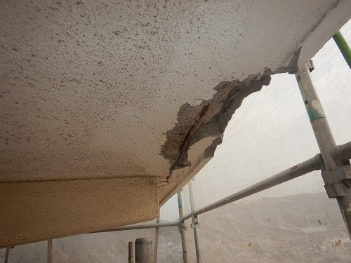 倉敷市児島マンション　爆裂欠損補修　ウレタン塗膜防水