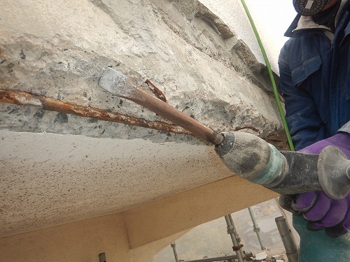 倉敷市児島マンション　爆裂欠損補修　ウレタン塗膜防水