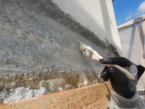 倉敷市児島マンション　爆裂欠損補修　ウレタン塗膜防水